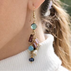 NEW MAGNETIC HEALING CRYSTALS Gold Multicolor Dangle Earrings
